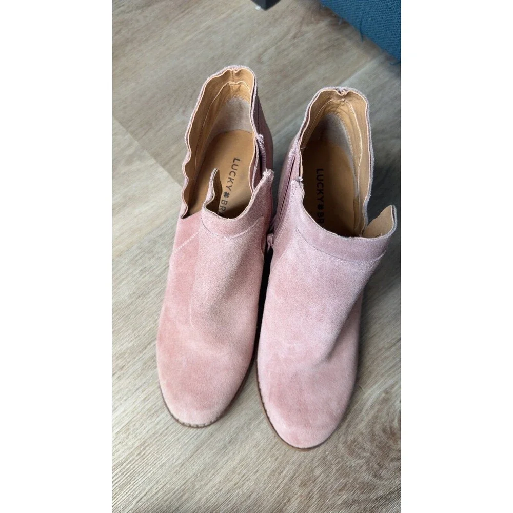 Pink Suede Ankle Boots with Zipper